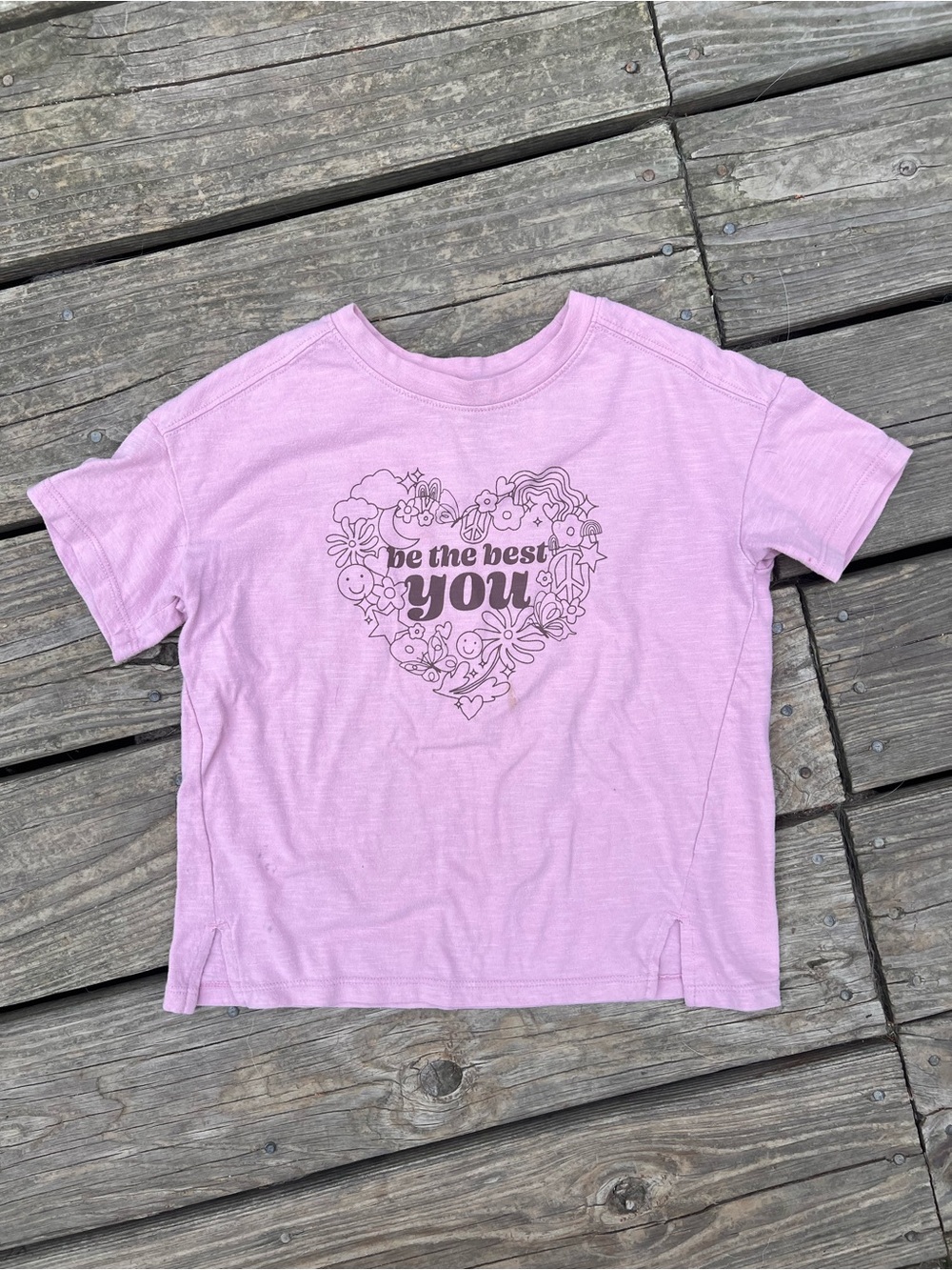 CAT & JACK Girls' Pink 'Be the Best You' Heart Graphic Tee size small (6/7)